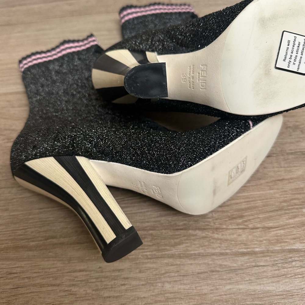 Fendi Lurex Silver Ankle Boots Shoes - Picture 11 of 12